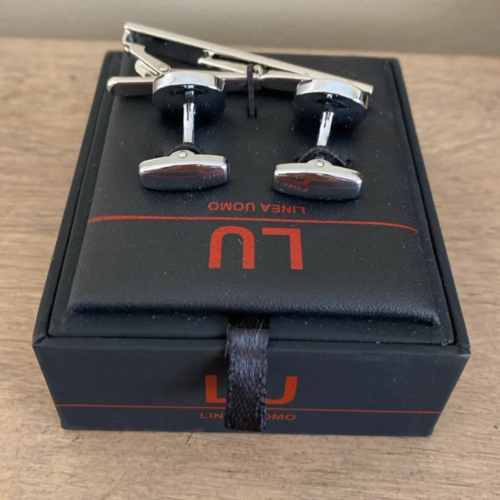 Línea Uomo Cufflink n Tie Clip Set - Picture 3 of 4